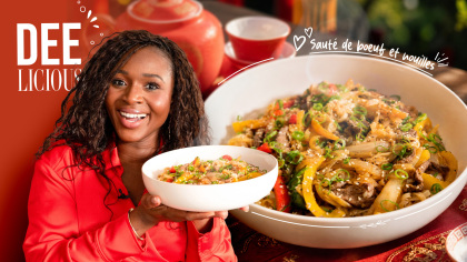 Sauté de boeuf et nouilles - Préparé pour influencer - Deelicous avec Dena Mwana